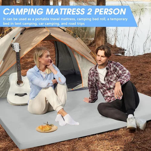 Miniatura 5 de CYMULA Almohadilla de Colchón de Espuma Viscoelástica para Acampar, Almohadilla para Dormir de 3 Pulgadas para Acampar, Base Antideslizante Inferior