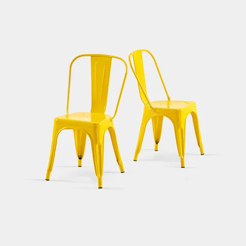 Miniatura 11 de AC Pacific Sillas de comedor de metal industrial de 18 pulgadas de altura, asiento apilable de cocina o bar, diseño moderno y duradero, muebles