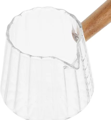 Miniatura 8 de Kichvoe Vaso de chupito de espresso de 6 onzas con mango de madera, jarra triple de vidrio de borosilicato con escala, vasos de chupito de espresso