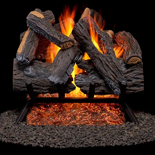 Miniatura 6 de Duluth Forge Juego de troncos para chimenea de gas natural ventilado, 18 pulgadas, 45,000 BTU, luz de fósforo, roble del corazón - Modelo # FNVL18-1
