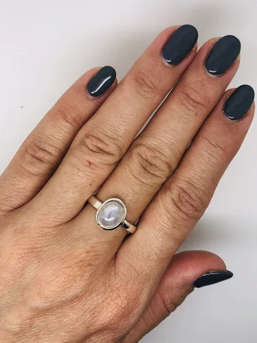 Miniatura 3 de Anillo de plata de ley 925 con piedra lunar ovalada, estilo bohemio