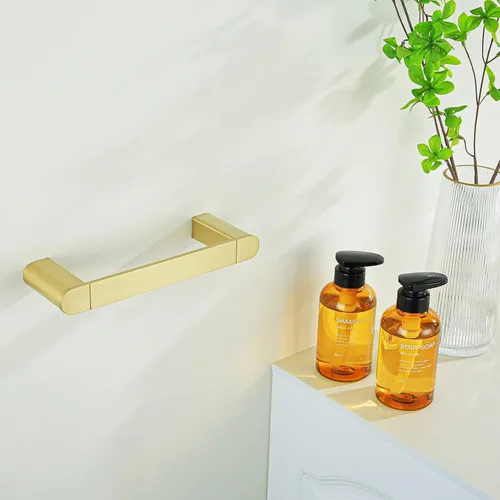 Miniatura 5 de RANDOM Toallero dorado cepillado de 9 pulgadas, toallero dorado para baño, toallero de cocina y paños de cocina, toallero de acero inoxidable SUS304