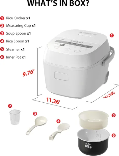 Miniatura 2 de TOSHIBA OriginTaste Arrocera de 10 tazas sin cocer, lógica difusa, funciones 15 en 1, pantalla digital, temporizador de retardo, función