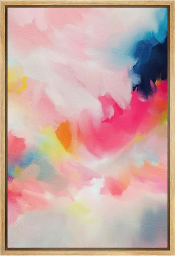 Miniatura 16 de SIGNFORD Lienzo enmarcado para pared, acuarela pastel, morado, luna, cielo, naturaleza, ilustraciones de área silvestre, arte moderno, vibrante
