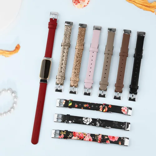 Miniatura 6 de Vancle Correa de cuero compatible con Fitbit Luxe, correa de cuero delgada ajustable para mujeres y hombres