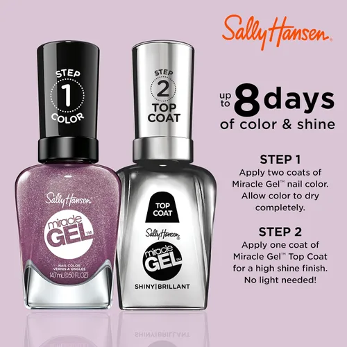 Miniatura 4 de Sally Hansen Miracle Gel™, Metro Midnight, Fórmula de larga duración, tipo gel, sin necesidad de lámpara UV, esmalte de uñas púrpura 564 Metro