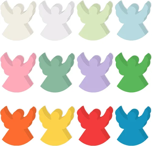 360 piezas de recortes de ángel de papel con forma de ángel de Navidad, recortes en forma de ángel de colores surtidos, papel de ángel troquelado