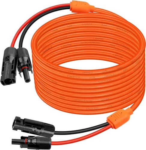 Miniatura 14 de XRDS -RF Cable de extensión solar de 5 pies, cobre estañado de 14AWG con conectores de panel solar, cables de derivación rojo y negro de 10AWG