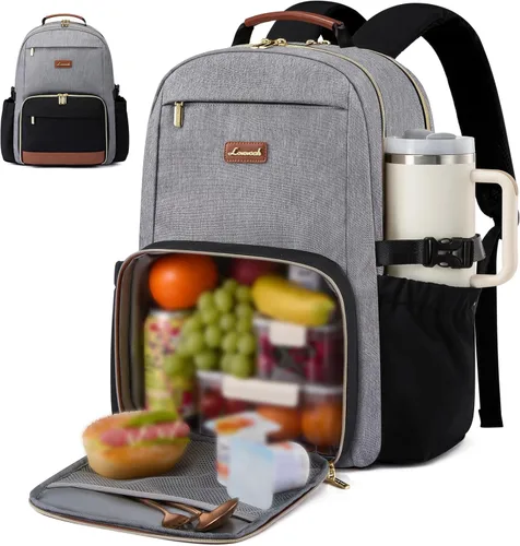 Miniatura 30 de LOVEVOOK Mochila para laptop para mujer con bolsillo para taza de gran capacidad, bolsa de computadora portátil de 15.6 pulgadas, mochila de viaje