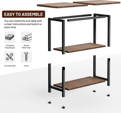 Miniatura 6 de SLEEPING LAMB Mesa auxiliar para sala de estar, mesa auxiliar de 3 niveles para espacios pequeños con superficie de almacenamiento amplia, mesita