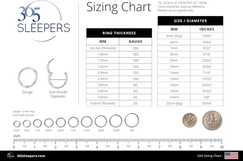 Miniatura 36 de 365 Sleepers - Piercing para el cuerpo de acero quirúrgico 316L, 20G, 18G, 16G, 14G, 12G, 10G, 8G, 6G, con sección abisagrado, se vende por unidad