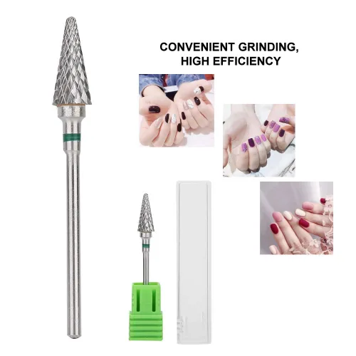 Miniatura 4 de Pongnas Broca de uñas de acero de tungsteno, brocas de manicura para manicura y pedicura eléctrica, accesorios de cabeza de molienda (verde)