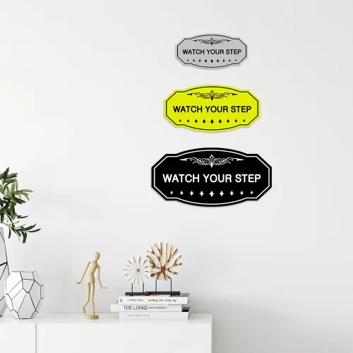 Miniatura 6 de Signs ByLITA Victorian Watch Your Step - Letrero de pared o puerta Material duradero y fácil instalación Señalización de seguridad (negro)
