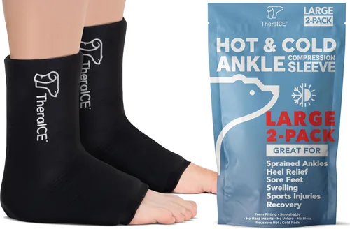 Miniatura 9 de TheraICE Envoltorio de Bolsa de Hielo para Tobillo para Hinchazón y Tobillera para Esguince para Mujeres y Hombres, Calcetines de Compresión