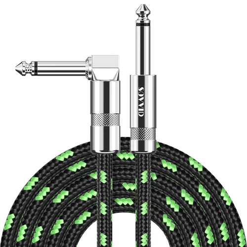 Miniatura 11 de Cable de Guitarra de 6 Pies Cable de Instrumento para Guitarra Eléctrica y Bajo, Teclado - Cable AMP de Ángulo Recto de 1/4 Pulgada, Negro