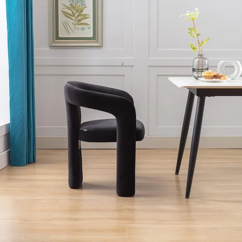 Miniatura 4 de Modernas sillas de comedor de terciopelo tapizadas, con respaldo curvado, cómoda silla auxiliar para cocina, comedor, sala de estar