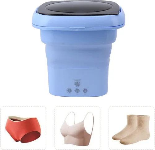 Miniatura 6 de Jiawu Lavadora portátil, lavadora plegable con temporizador, lavadora de cubo para ropa sucia, lavadora de ropa interior para camping, caravana
