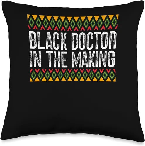 Black Doctor In The Making Black Pride Afrocentric Doctor African American Healthcare Black History Month - Almohada de 16 x 16 pulgadas, multicolor