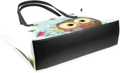 Miniatura 4 de Grandes bolsas de mano de cuero de la PU de las mujeres de la moda linda de dibujos animados búho bolsos bolso del comprador bolso casual