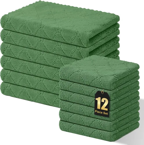 Miniatura 31 de Homaxy - Paquete de 12 trapos de cocina (10 x 10 pulgadas, morado), de terciopelo coral, supersuaves y absorbentes, de secado rápido, paño