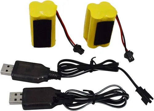 Miniatura 2 de Blomiky Paquete de 2 baterías F3 4.8V 700mAh AA Nicd tipo cuadrado SM-2P enchufe y cable USB para HY800 F1 F3 RC barco y RC Bus RC Autobús escolar