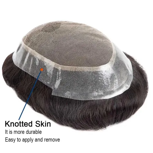 Miniatura 4 de Toupee - Pelucas de cabello humano para hombre, tupé europeo virgen, unidades de cabello humano ondulado, peluca para hombre, sistema de reemplazo