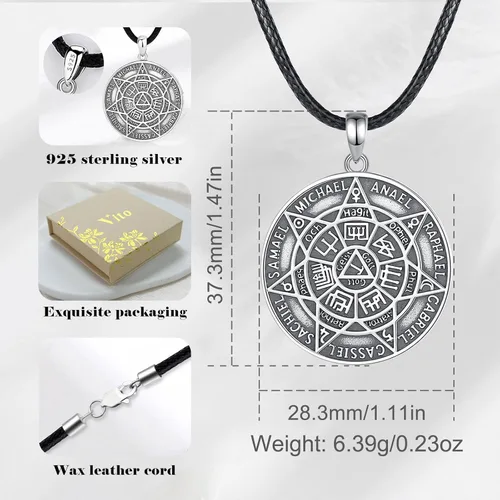 Miniatura 171 de Vito Collar de plata de ley 925 para mujeres y hombres, San Benito, crucifijo, Caravaca, San Cristóbal, San Judas, medalla patronal, amuleto