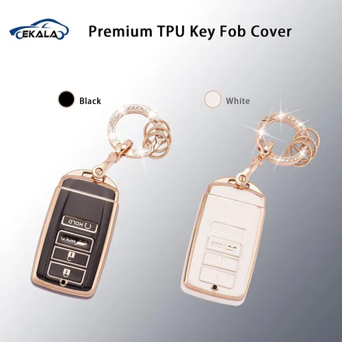 Miniatura 6 de EKALA Funda para llavero Acura con llavero brillante, 4 botones de TPU suave, compatible con Acura CDX RDX RLX TLX TLX-L ILX NSX (R-ACU-B)