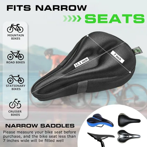 Miniatura 2 de Zacro Cojín de asiento de bicicleta, funda acolchada de gel para asiento de bicicleta para hombres y mujeres, cómodo, asiento de bicicleta