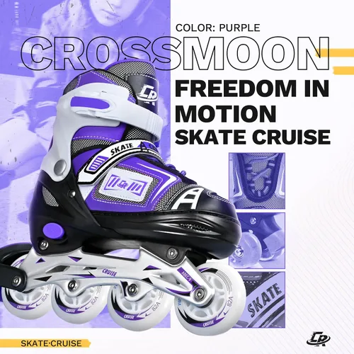 Miniatura 3 de Patines en línea ajustables para niños, adolescentes y adultos - Rodamientos ABEC-7, ruedas de poliuretano, ajuste cómodo, para patinaje en Violeta