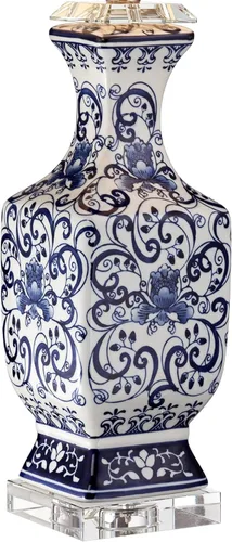 Miniatura 5 de Barnes and Ivy Iris - Juego de 2 lámparas de mesa asiáticas chinas estilo tarro de 28 pulgadas de alto, cristal de porcelana azul, Ginebra de tela