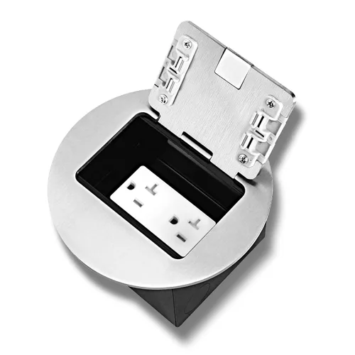 Miniatura 13 de Kit de Enchufe Circular Empotrado en Piso con 2* 20 Amperios de Acero Inoxidable GFCI, Receptáculo a Prueba de Manipulaciones, Hardware Resistente a