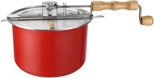 Miniatura 6 de Great Northern Popcorn Maker - Molde de 6.5 cuartos de galón con manivela de madera y agitador interno de granos de maíz (rojo)
