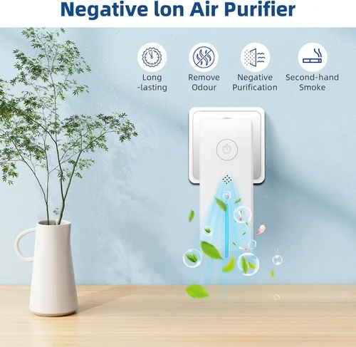 Miniatura 7 de Ionizadores de aire enchufables – ionizador de aire para el hogar, purificador de aire enchufable con luz nocturna negativa sin filtro portátil