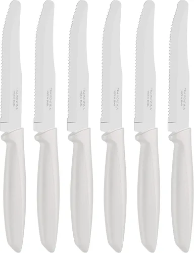 Miniatura 16 de Tramontina 23498054 - Juego de 6 cuchillos de cocina dentados con frutas y tomates, pelador de verduras, acero inoxidable, multiusos, punta Negro