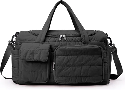 Miniatura 25 de Bolsa de Gimnasio Pequeña para Mujer, Bolsa de Lona de Viaje, Bolsa de Fin de Semana con Compartimento para Zapatos