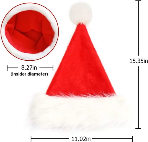 Miniatura 2 de CCINEE Sombrero de Papá Noel para niños, sombreros de Papá Noel de Navidad, sombrero rojo de felpa para decoración del hogar, suministros de fiesta
