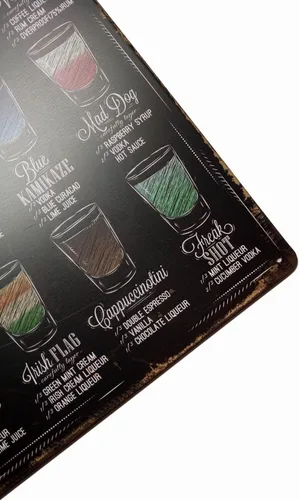 Miniatura 2 de ERLOOD, letrero de pared, hecho de estaño para decorar el bar con el menú de los shots