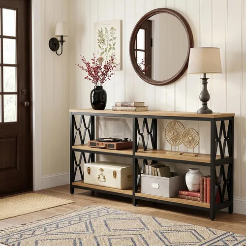 Miniatura 3 de LITTLE TREE Console Table with Storage Shelves, 70.9" Industrial 3-Tier Sofa Table for Living Room, Long Foyer Table Entryway Table for Hallway