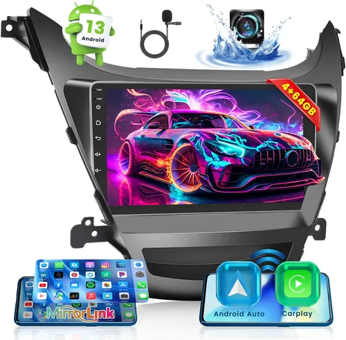 Miniatura 12 de [4+64G] Android 15 Estéreo de coche para Hyundai Elantra 2014 2015 2016, Hikity 9 pulgadas IPS pantalla táctil Elantra Radio inalámbrico Carplay