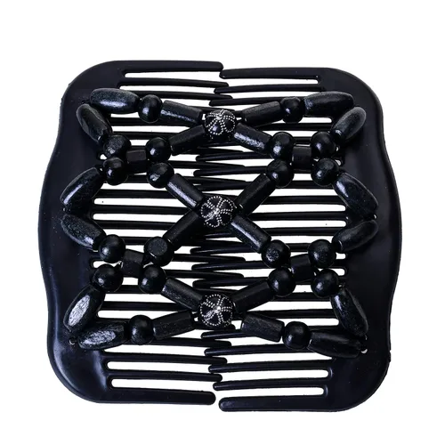 Miniatura 2 de LOVEF Peines mágicos para el cabello para mujer, con cuentas de madera, elásticos, de doble cara, clips para hacer moños, accesorios para el cabello