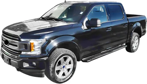 Miniatura 9 de IKON MOTORSPORTS, Estribos compatibles con Ford F150 2015-2026 y 2022-2025 F150 Lightning SuperCrew Cab, barra lateral de acero negro estilo V Nerf