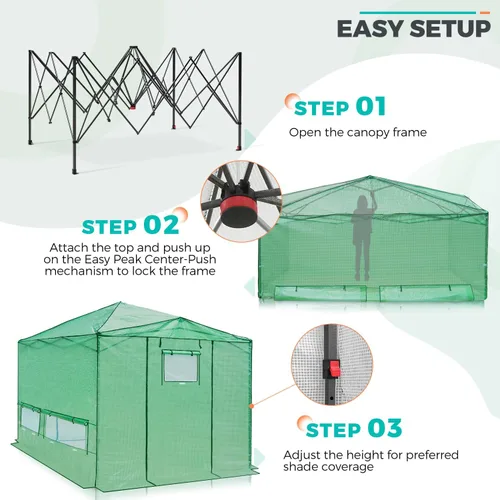 Miniatura 6 de EAGLE PEAK Invernadero portátil grande de 12 x 8 pulgadas, instalación rápida, para interiores y exteriores, puertas de entrada enrollables
