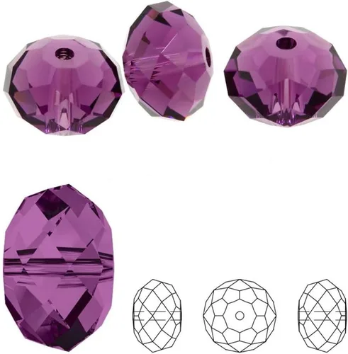 Miniatura 81 de 50 cuentas de cristal Adabele austriaco de 0.394 pulgadas facetadas sueltas Rondelle Siam rojo espaciador compatible con cristales de Swarovski 5040