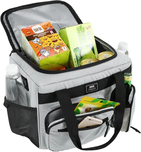 Miniatura 5 de MIER Lonchera térmica a prueba de fugas para adultos, hombres y mujeres, bolsa enfriadora de 30 latas con tapa superior abatible, 18 litros, Gris