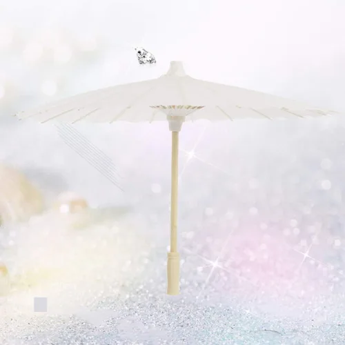Miniatura 9 de Toyvian Sombrilla de papel decorativo blanco para manualidades y accesorios fotográficos (15.7 pulgadas, mango de estilo aleatorio)