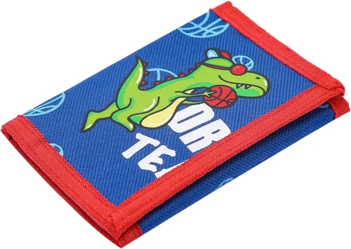 Cartera RFID, bonita cartera de dibujos animados con cremallera para niños, Verde (Dinosaur Green), Cartera de lona triple para niños