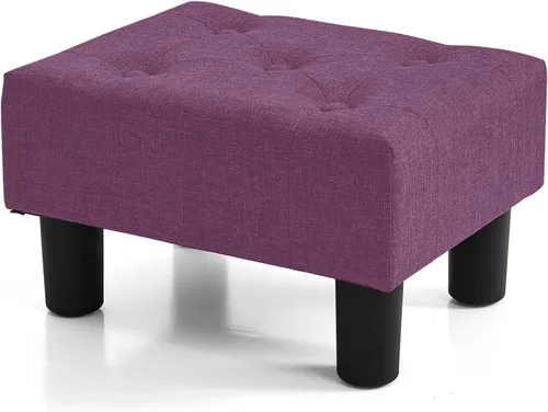 Miniatura 15 de BRIAN & DANY Taburete pequeño para pies, taburetes de lino con patas, reposapiés pequeño estable para sala de estar, beige