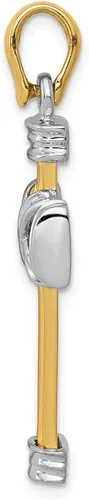 Miniatura 2 de Colgante de cruz latina de dos tonos de oro amarillo y blanco macizo de 14 k 1.693in x 0.787in