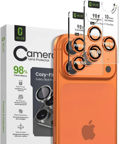 Miniatura 15 de iGluz Paquete de 2 protectores de lente de cámara antirreflejos para iPhone 15 Pro/15 Pro Max, vidrio templado ultrafino antivaho con bandeja